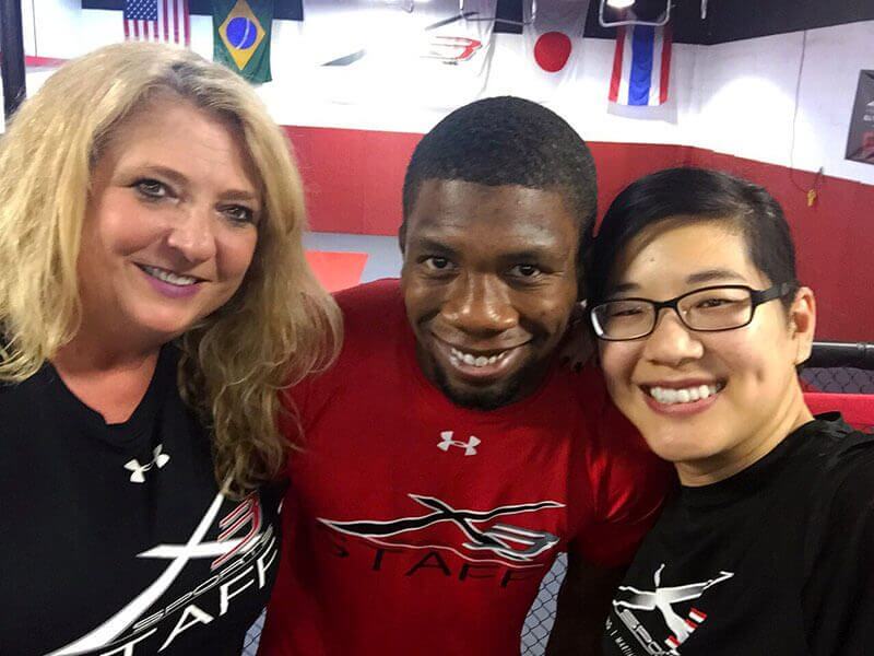 Selfie of Nate with #TeamX3 marketing Tammi & Nancy