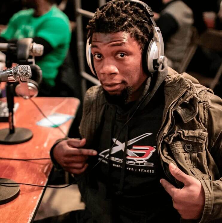 Nate as announcer and cornerman during fights