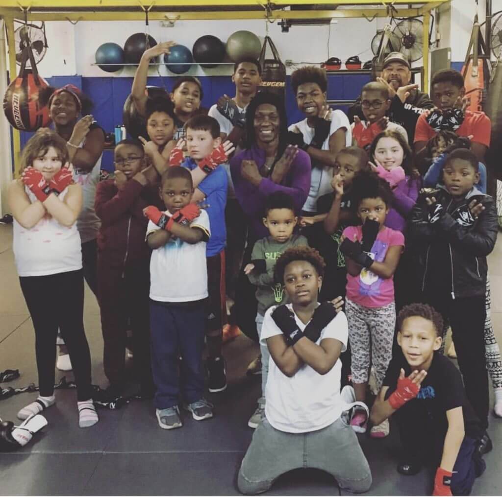 Rica Grandison and some of her students she trains for Youth Boxing.