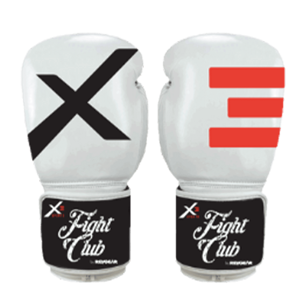 Boxing gloves with the X3 logo.