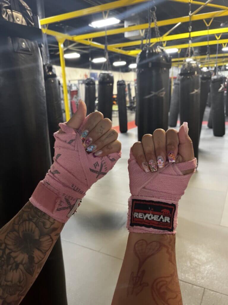 Boxing for ladies--even if you have pretty nails.